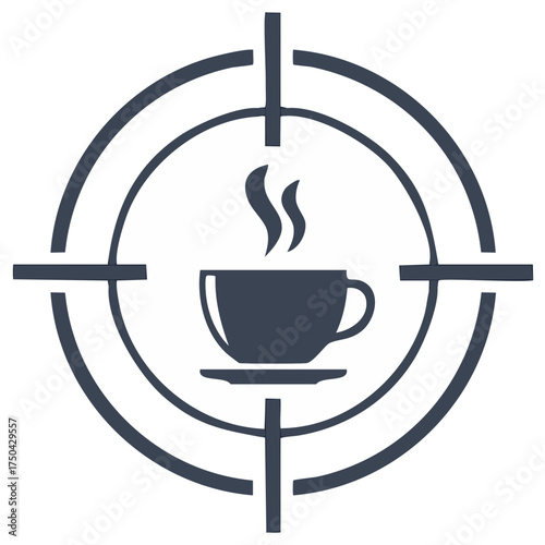 Hot Beverage Cup Centered in a Target Reticle Icon