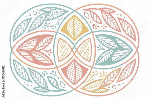 Abstract Floral Pattern in Geometric Shapes with Pastel Tones