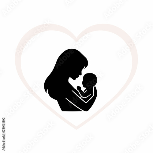 Mother and Baby Silhouette Icon
