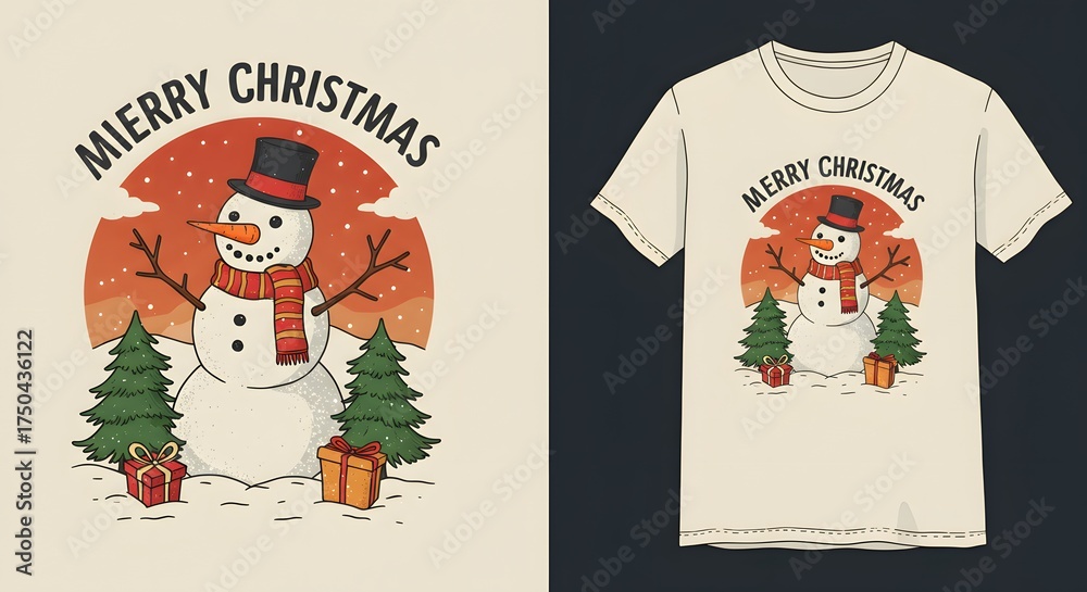 Fototapeta premium Christmas snowman graphic design