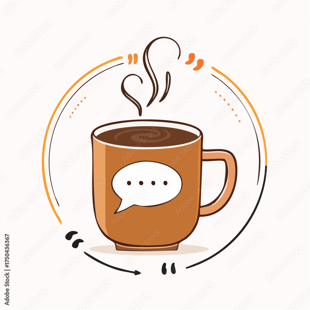 Obraz premium Coffee Cup with Speech Bubble A Conversation Starter.