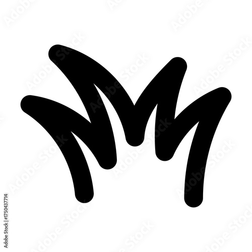 Stylized Black Grass Clump on Transparent Background Isolated Simple Graphic Element Organic Shape Representing Nature or Growth