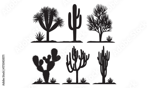 Explore a versatile collection of high-quality black cactus and succulent silhouettes, perfect for logos, decor, stationery, and digital designs. Instantly download clean, scalable vector