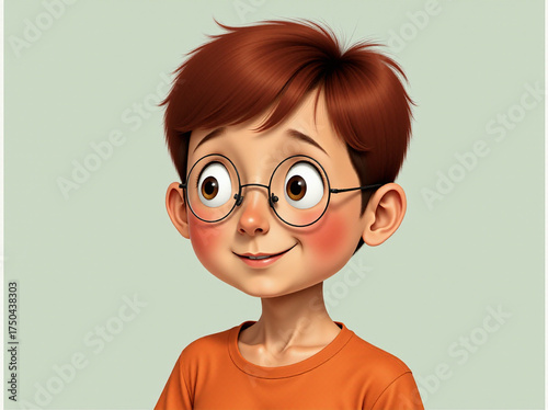 Illustration of a Young Boy with glasses
