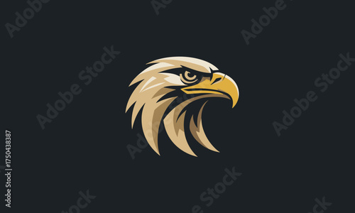 Stylized Golden Eagle Head Logo Design.