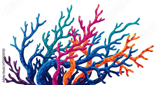 Colorful coral reef illustration for ocean life and marine biology design projects and underwater themed graphics
