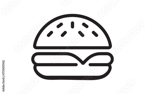a hamburger silhouette vector design in a white background. burger icon design. Simple black silhouette of a classic hamburger