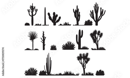 Explore a versatile collection of high-quality black cactus and succulent silhouettes, perfect for logos, decor, stationery, and digital designs. Instantly download clean, scalable vector