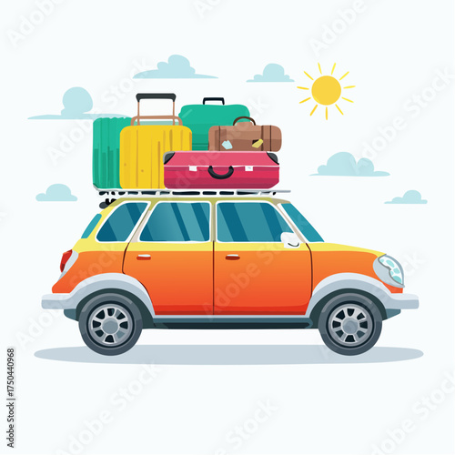 Car full of suitcases and bags to go on summer vacation