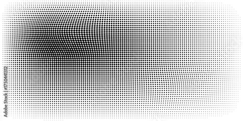 Modern dotted vector  illustration. Gradient halftone dots pattern texture background. Abstract curves. Points backdrop. Grungy spotted pattern. Monochrome template for web design, covers, banners