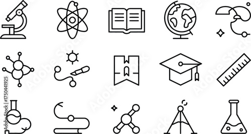 Science and education icon set for modern designs and creative school projects