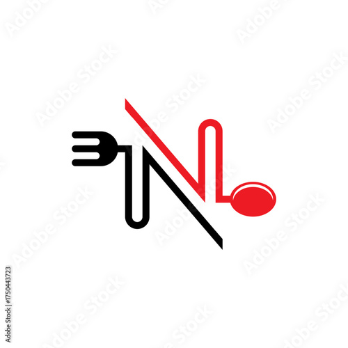 Letter N food logo design template. Perfect for restaurant and cooking business.