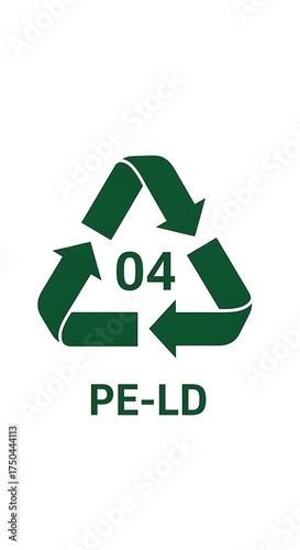 Recycling Symbol 04 PE-LD - Low-Density Polyethylene Material Identification.