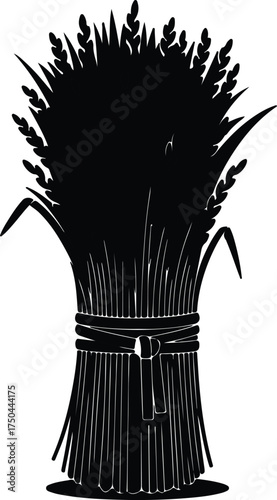 Vector silhouette wheat bundle autumn harvest season illustration