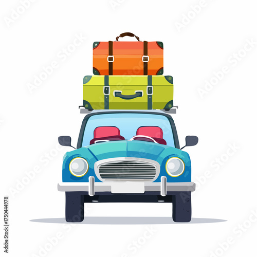 Car full of suitcases and bags to go on summer vacation