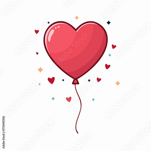 Heartshaped balloon floating with small hearts around it love concept.