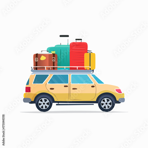 Car full of suitcases and bags to go on summer vacation