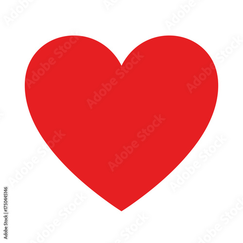 Classic Flat Red Heart Vector Illustration