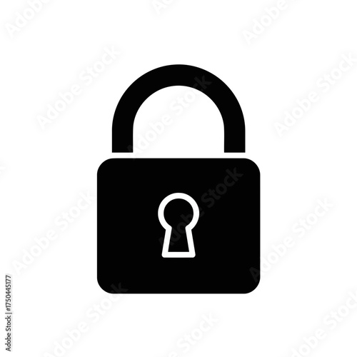 Minimalist Black Padlock Security Icon Vector Illustration