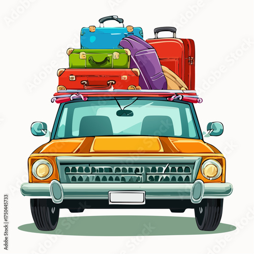 Car full of suitcases and bags to go on summer vacation