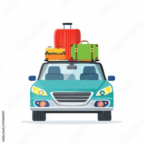 Car full of suitcases and bags to go on summer vacation