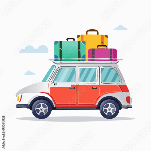 Car full of suitcases and bags to go on summer vacation