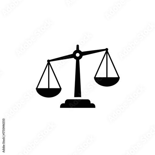 Minimalist Black Justice Balance Scales Vector Illustration on White Background