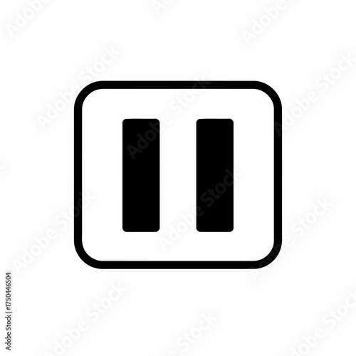 Minimalist Black Pause Button Vector Illustration in Rounded Square
