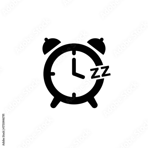 Minimalist Black Alarm Clock with Zzz Sleep Symbol Vector Illustration