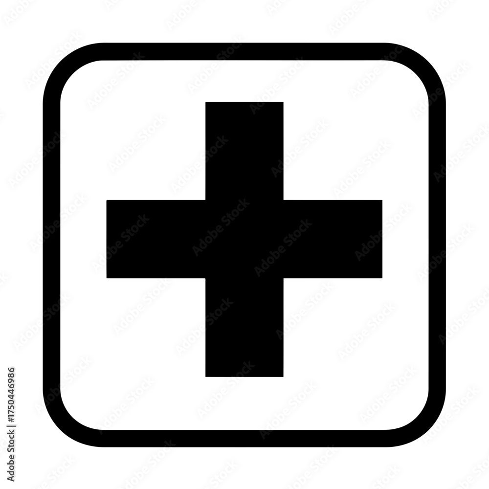 Fototapeta premium Minimalist Black Plus Sign Vector Illustration in Rounded Square Icon