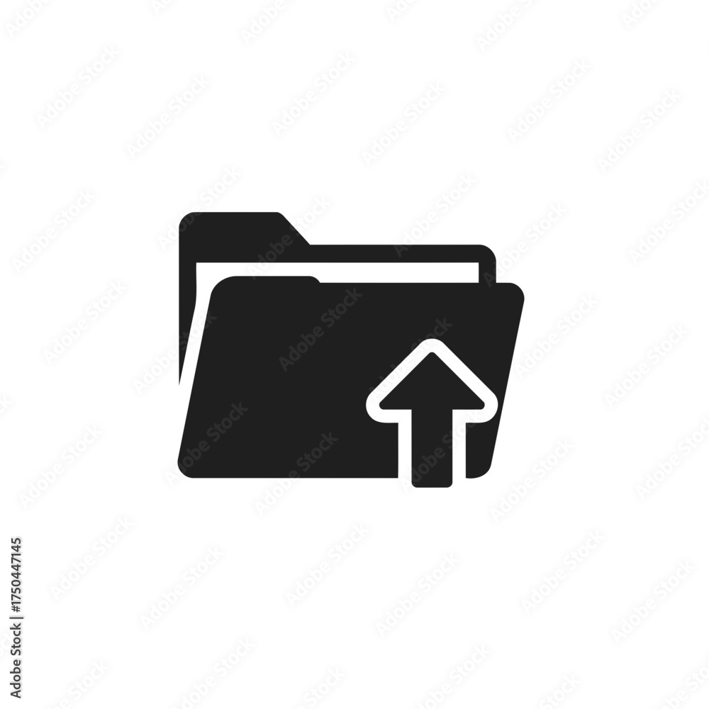 Obraz premium Minimalist Black Upload Folder Vector Icon Illustration