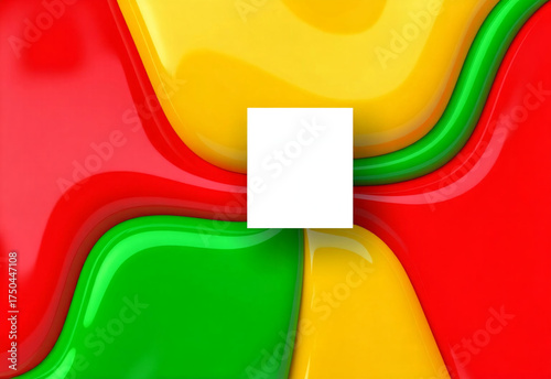 Glossy Curved Color Segments with Central White Square