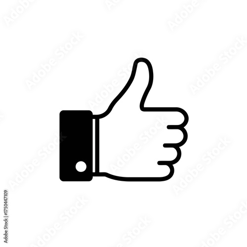 Minimalist Black and White Thumbs Up Gesture Vector Illustration Icon