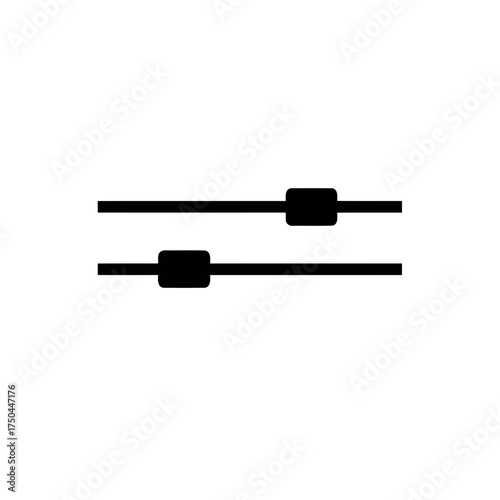 Minimalist Black and White Vector Illustration of Dual Sliders for Control and Adjustment