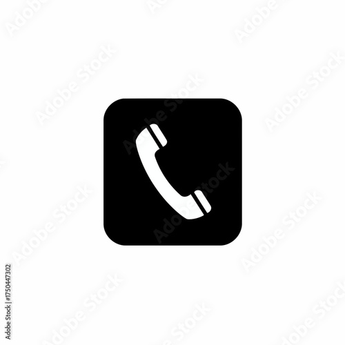 Minimalist Black and White Telephone Handset Vector Icon Illustration