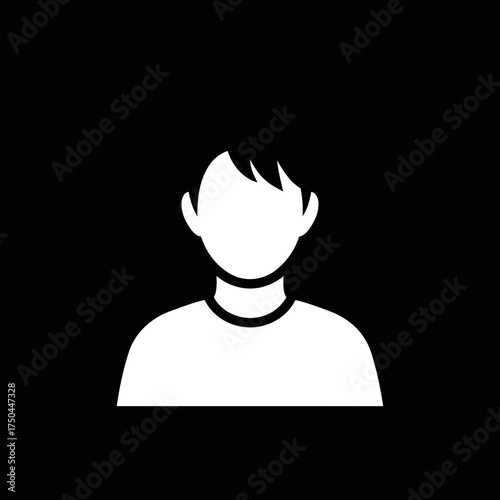 Minimalist White Silhouette User Profile Vector Illustration on Black Background