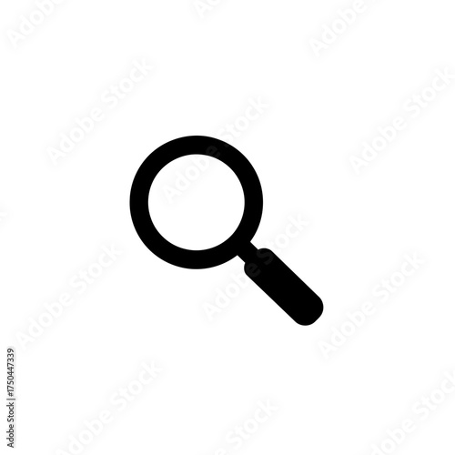 Clean Minimalist Black Magnifying Glass Outline Icon Vector Illustration