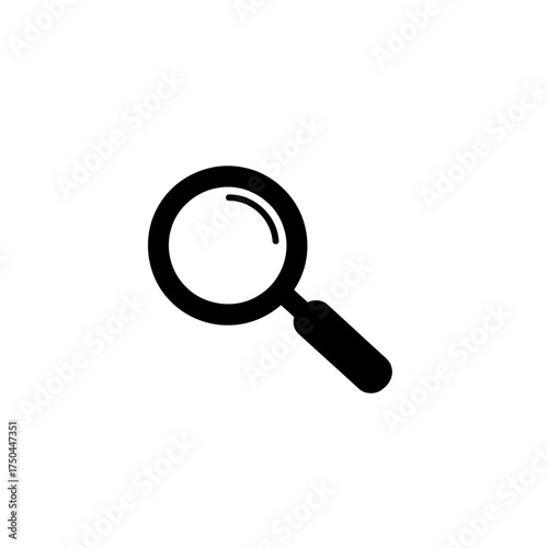 Minimalist Black Magnifying Glass Vector Illustration for Search and UI