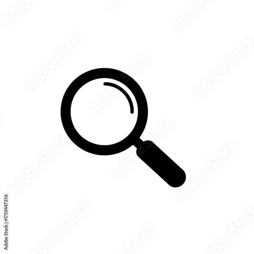 Minimalist Black Magnifying Glass Vector Icon for Search and Discovery