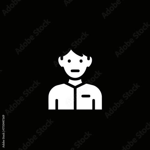 Minimalist Male User Profile Vector Illustration in Flat Monochrome Style