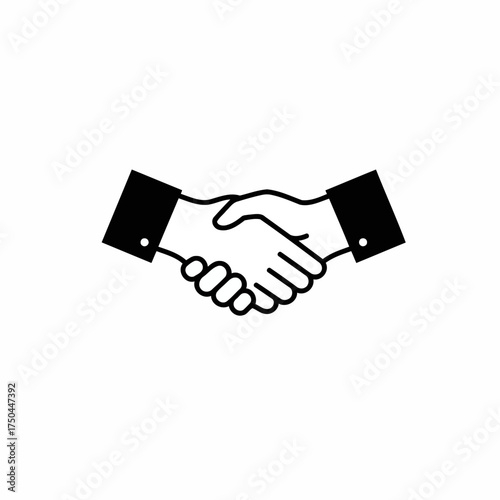 Minimalist Black and White Handshake Icon Vector Illustration