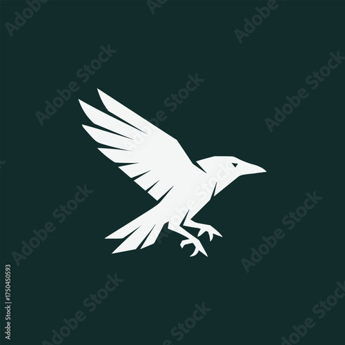 Majestic Bird Taking Flight Against Dark Background in Simple Design