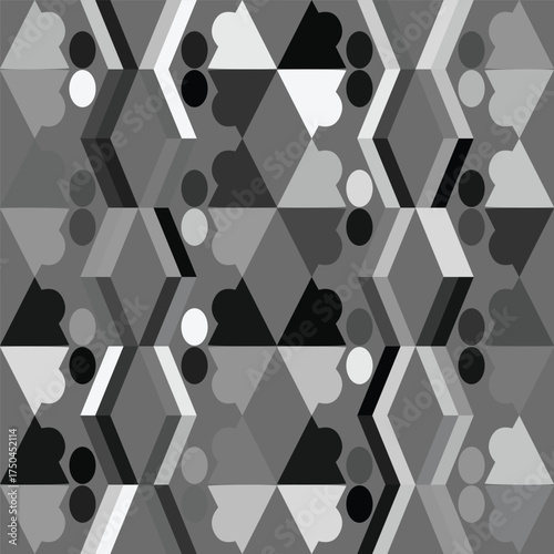 Geometric seamless black and white pattern. Simple vector graphics. Vector illustration