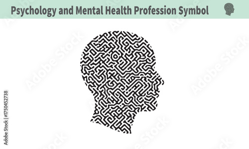 Human Head with Maze Icon – Psychology and Mental Health Profession Symbol