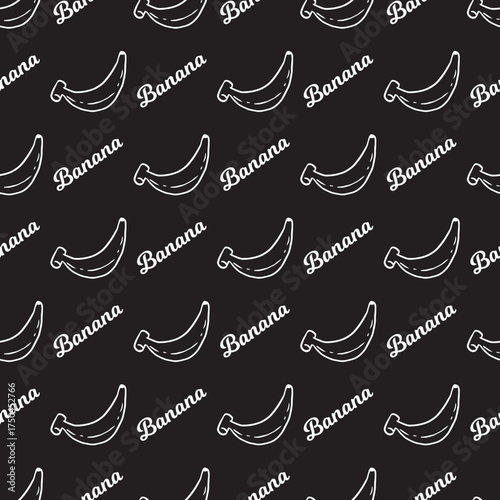 Modern Playful Banana Fruit Line Doodles Pattern. Fun and lively design for kids, summer projects, tropical packaging, and cartoon fruit illustrations.