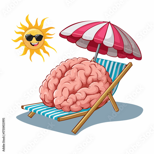 brain relaxes on a sunbed under the summer sun, placed on a flat surface