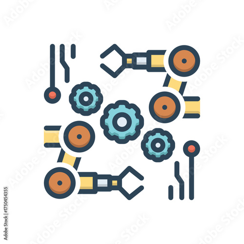 Color illustration icon for production technology