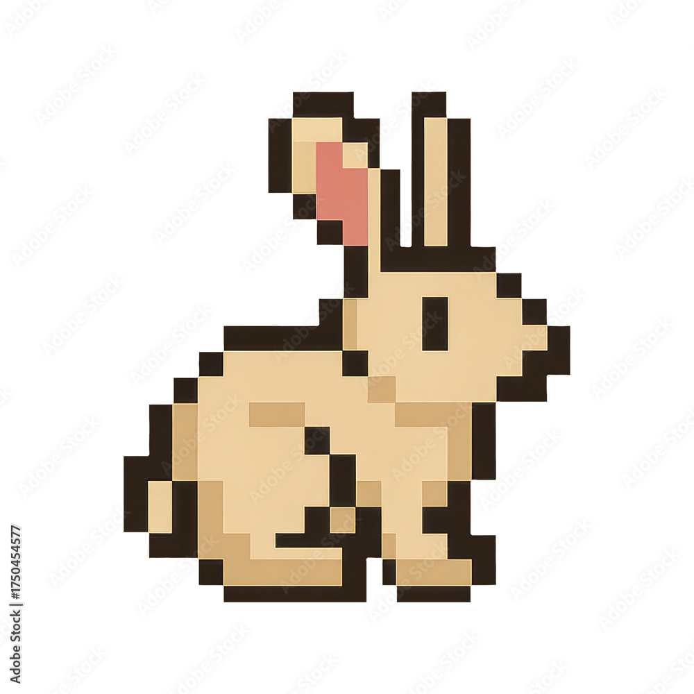 Fototapeta premium PNG Pixelated rabbit in retro style.