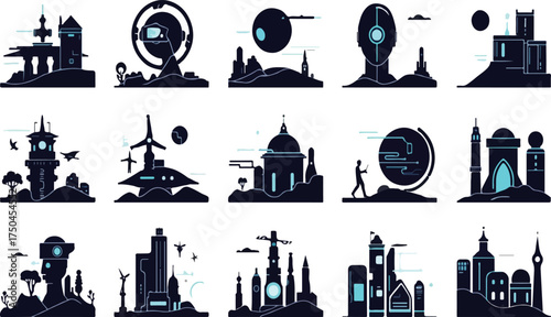Future artificial intelligent  world vector art pack 