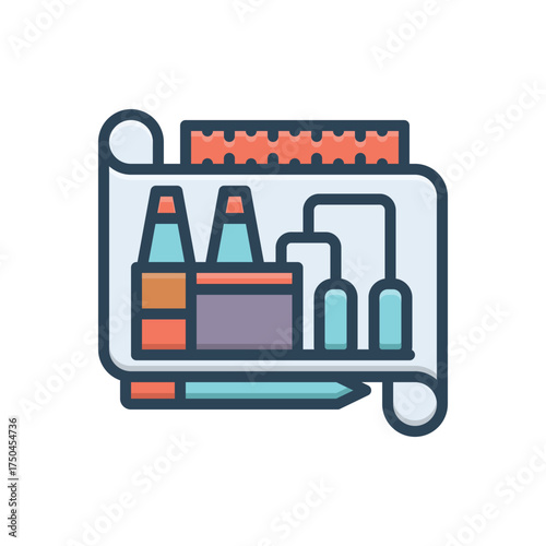 Color illustration icon for industrial design